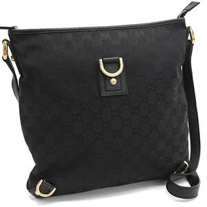 Gucci Shoulder Bag Black GG Canvas Crossbody